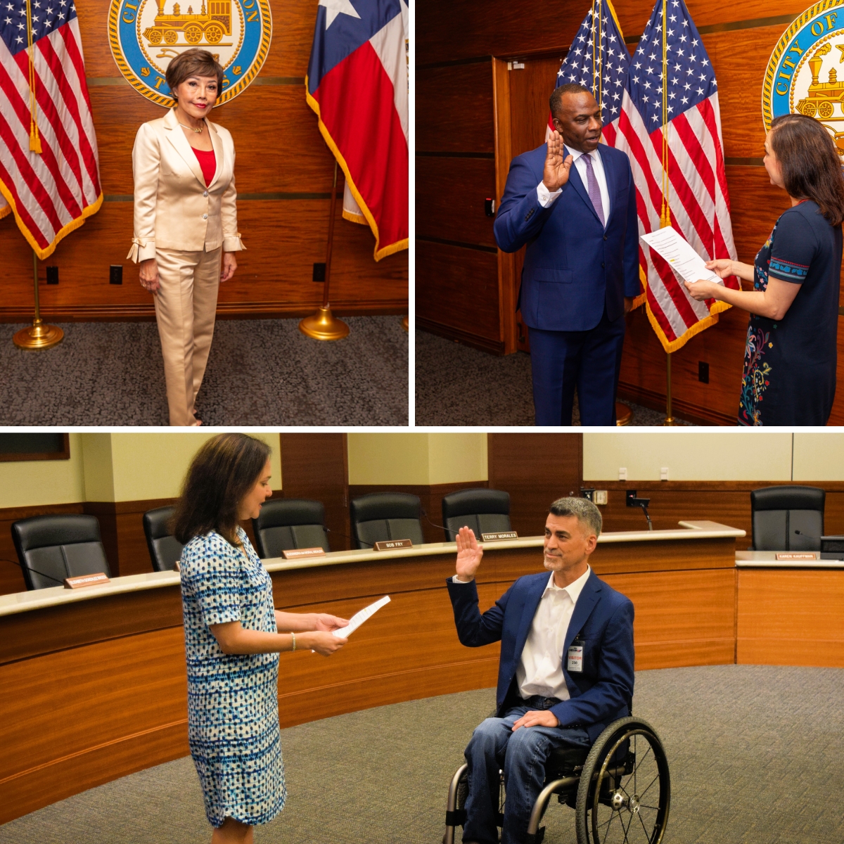 METROHouston's tweet photo. METRO Welcomes New Board Members — New Board Members were recently sworn in at City Hall and at the Authority's Administration Building. The newest members are Judge Kathy Han, Reverend T. Leon Preston II and Chad McMillan. More about METRO leadership: https://t.co/Z0Q7TSdjTW ^D https://t.co/t51HrWIg62