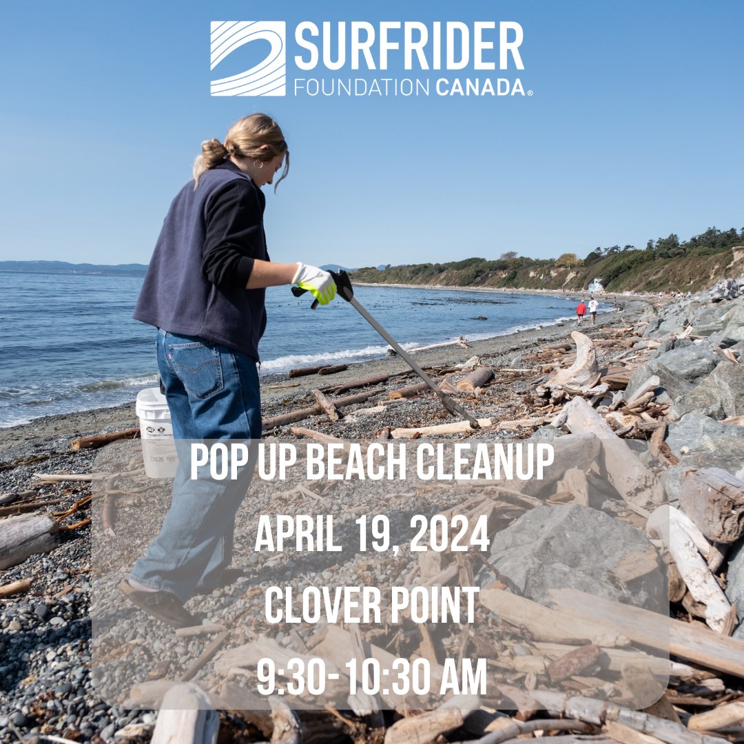 Surfrider Canada is excited to host a pop-up beach cleanup at Clover Point, Victoria starting at 9:30 Apr 19! If you are around, come join in. We are also stoked to host Victoria-Beacon Hill MLA @GraceALore and @GeorgeHeyman, Minister of Environment and Climate Change Strategy.