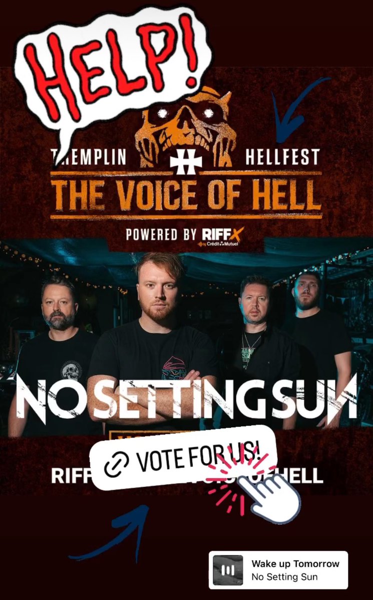 NoSettingSun's tweet photo. 📣 HELP US TO PLAY HELLFEST!!
This is a mega opportunity for us to play Europe biggest rock festival #hellfest and WE NEED YOUR HELP to get there ✊
It’s simple, VOTE FOR US 👉 https://t.co/Y3YvnhpedT
Share this post. Let’s do this together!! 🤘🤘🤘
#hellfest #thevoiceofhell https://t.co/QadgBKy8U6