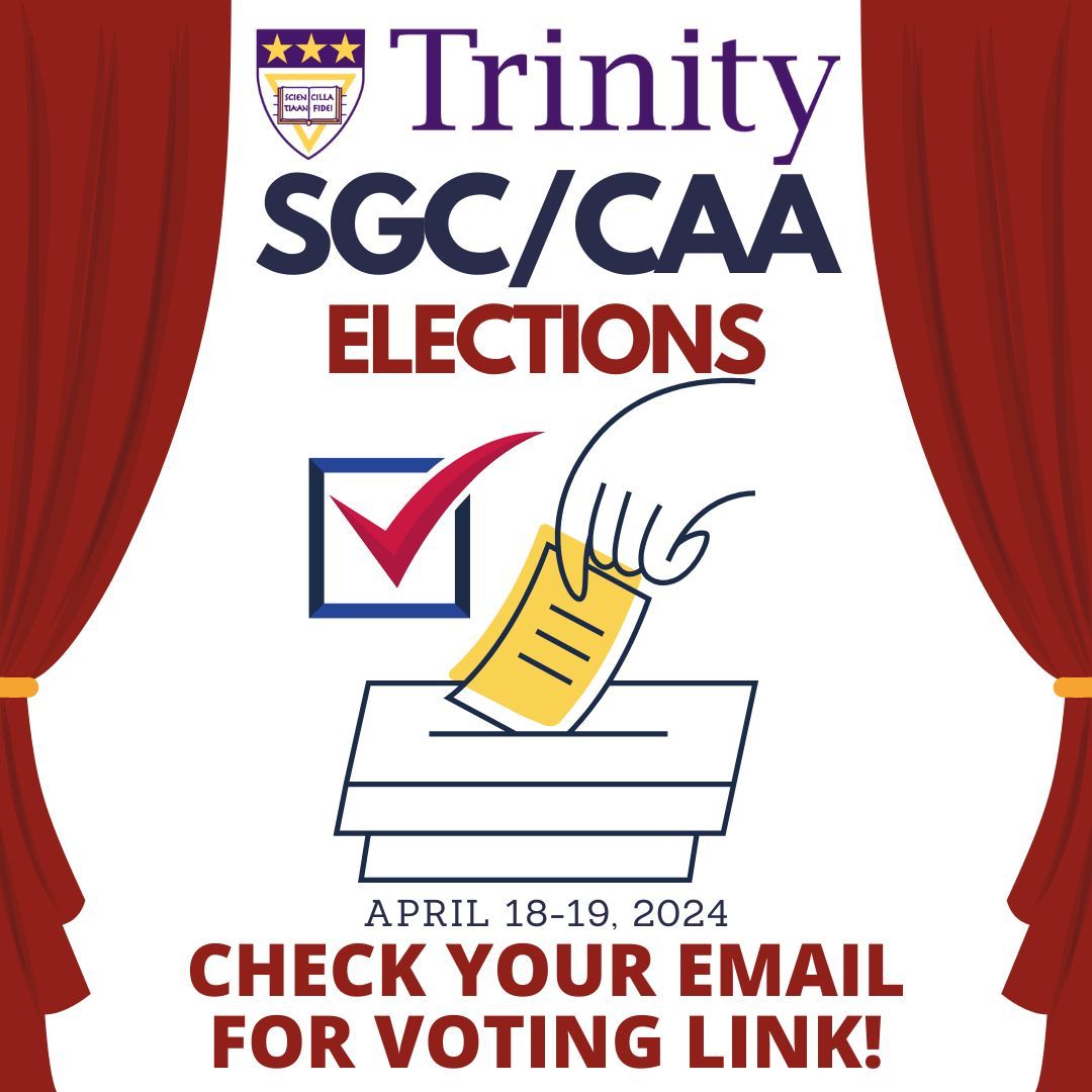 It's time to vote for your SGC/CAA representatives! Thu-Fri, Apr 18-19. Check your email for the vote link!