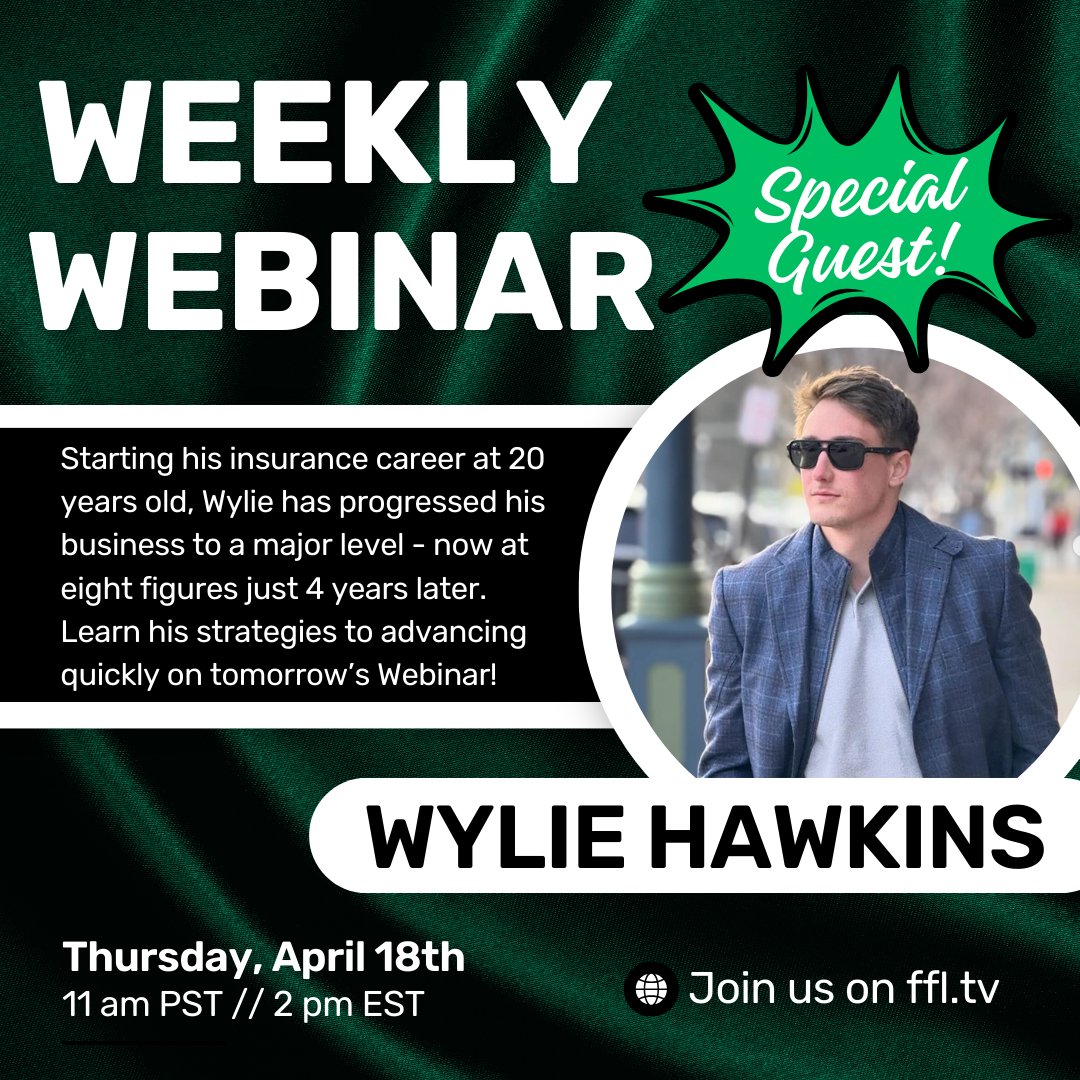 Tomorrow Wylie Hawkins joins us on FFL.tv to share all his strategies to advancing your business at an exponential rate. Join us at 11am PST on FFl.tv in your internet browser! #business #sales #tips #tricks #familyfirstlifeusa