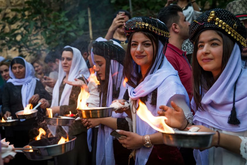Today, Yezidis celebrate the New year, ÇarsemaSareSale. Yezidis in their homeland Êzidxan/Iraq and all around the world celebrating today their new year. #Êzidxan #YazidiCulture #ÇarsemaSareSale