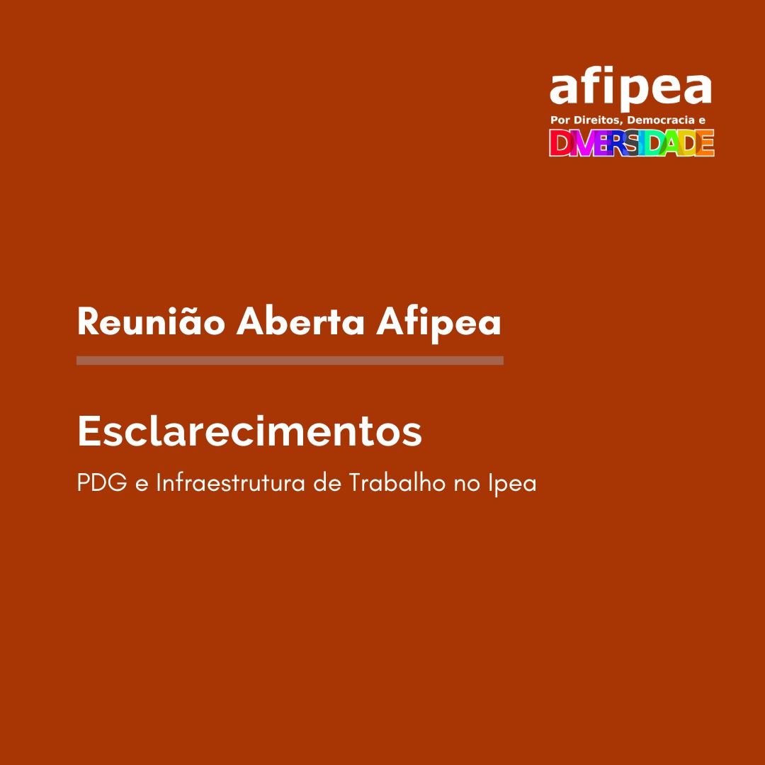 Afipea's tweet photo. A Afipea realizou Reunião Aberta para prestar esclarecimentos sobre o PDG e a Infraestrutura de Trabalho no Ipea.

Confira mais detalhes a respeito do que foi debatido na reunião com Fernando Gaiger, Diretor de Desenvolvimento Institucional da casa ⬇️

🔗https://t.co/sjd3b3tgz4 https://t.co/fhZWTAnxud