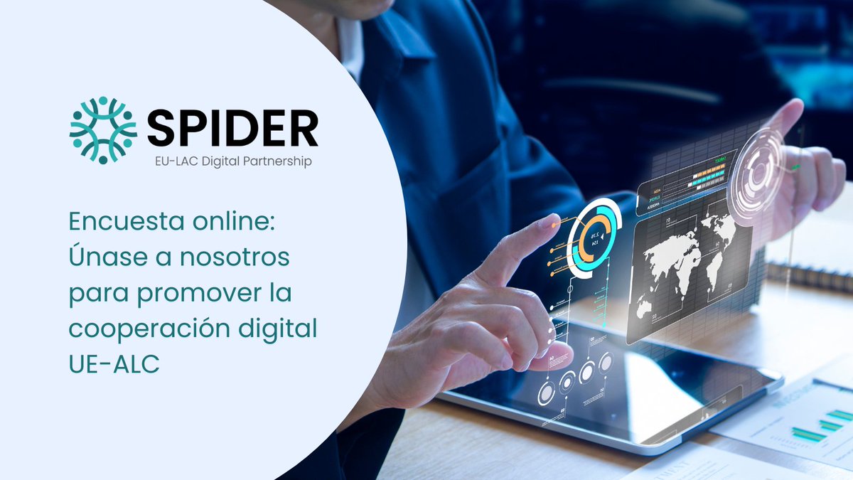 Participa en la encuesta de @spider_HEU sobre la interconectividad del ecosistema digital en América Latina y el Caribe y Europa, y el potencial de BELLA para la colaboración entre ambas regiones. ➡️Más información: t.ly/6ewrV ✅Encuesta: t.ly/7ZhVd