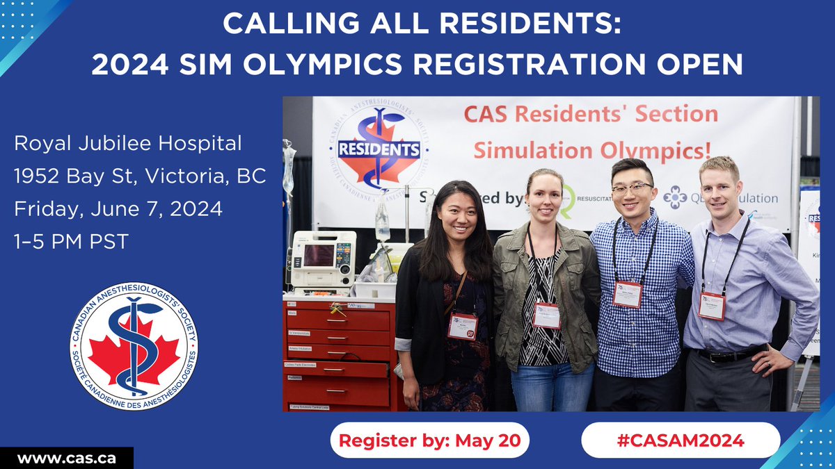 RESIDENTS: Join us for SIM Olympics at the CAS Annual Meeting. Showcase your technical and non-technical skills in critical event simulations. Sign up as a team of 2–4 or solo and compete to take home the $1,000 grand prize at #CASAM2024. Register now: ow.ly/mqP750Rhxp7