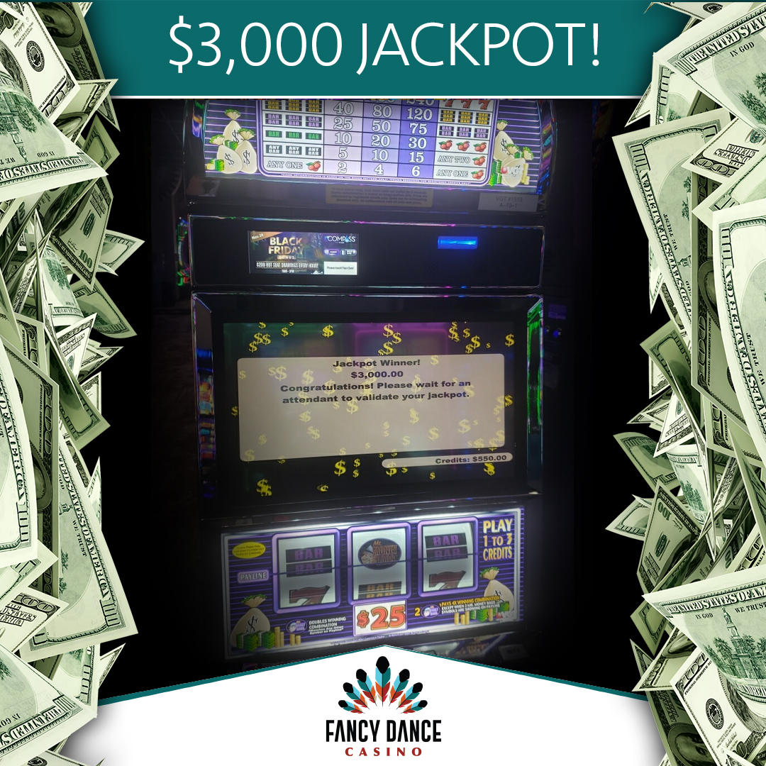fancy_dance's tweet photo. #Congratulations to our $3,000 #Jackpot #Winner on #MrMoneyBags! π€
Roll in #riches at #FancyDanceCasino! π°
#fancydance #casino #congrats #getfancy #hot #hotslots #jackpots #money #moneybags #oklahoma #play #playslots #slot #slotwin #stayfancy #wherewinnersdance #win #winbig https://t.co/r5PgiBJCcM