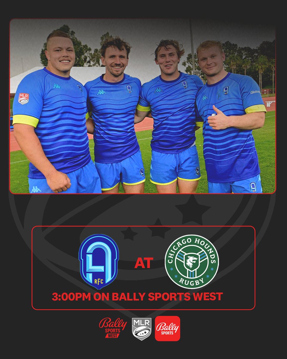 Sunday funday with @RugbyFCLA! Tune in to Bally Sports West at 3PM to see @RugbyFCLA take on @HoundsChicago🏉