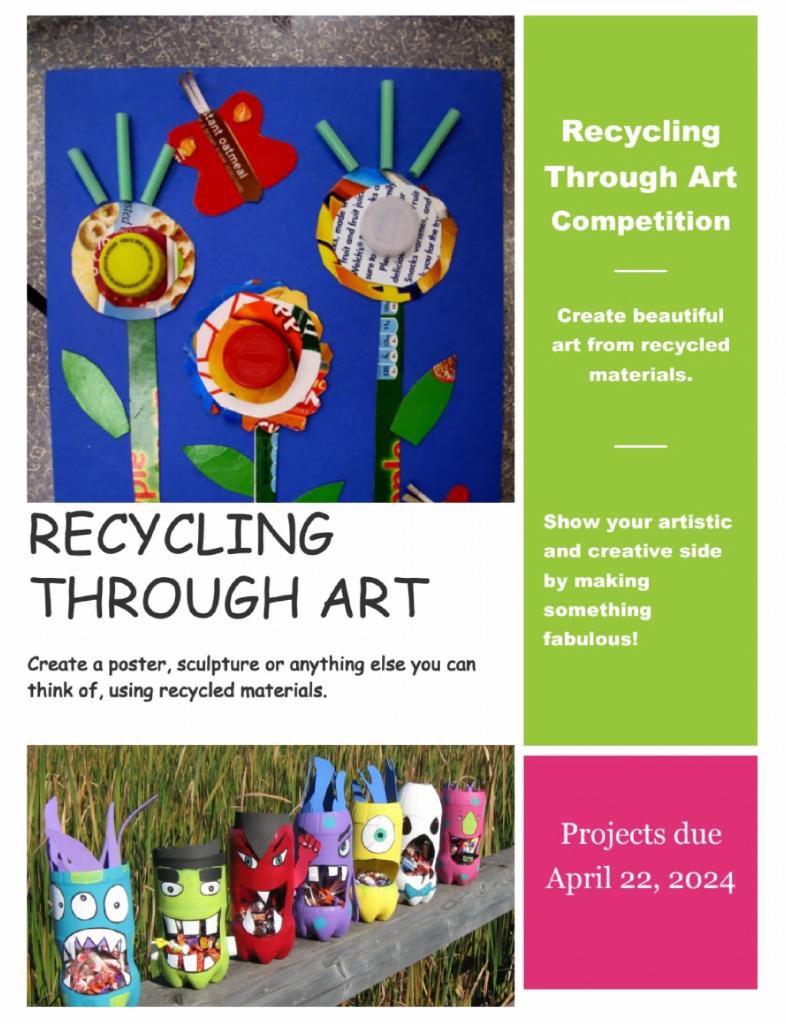2024 Earth Day Art Contest 🌎♻️ To celebrate Earth Day Barron Elementary will be hosting a Recycle Through Art contest open to all Barron students. Submissions should showcase the importance of reducing, reusing, and recycling 🌎♻️ Art submissions are due on April 22nd! 💙