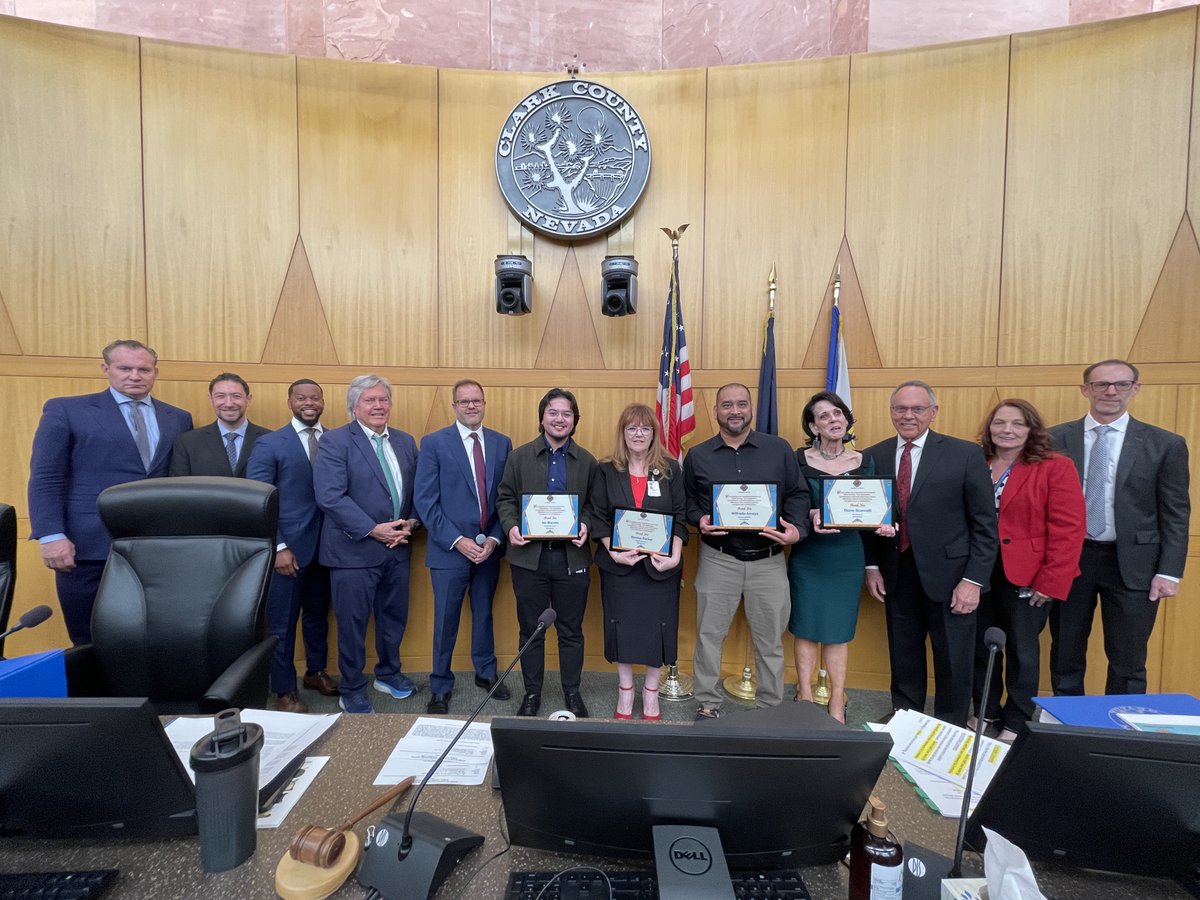 Join us in a round of applause for our newest #ClarkCounty Value Champions! Yesterday, they were recognized before the Board of County Commissioners for living our values and making a real difference for our teams and the public we serve. Congratulations! 🎉