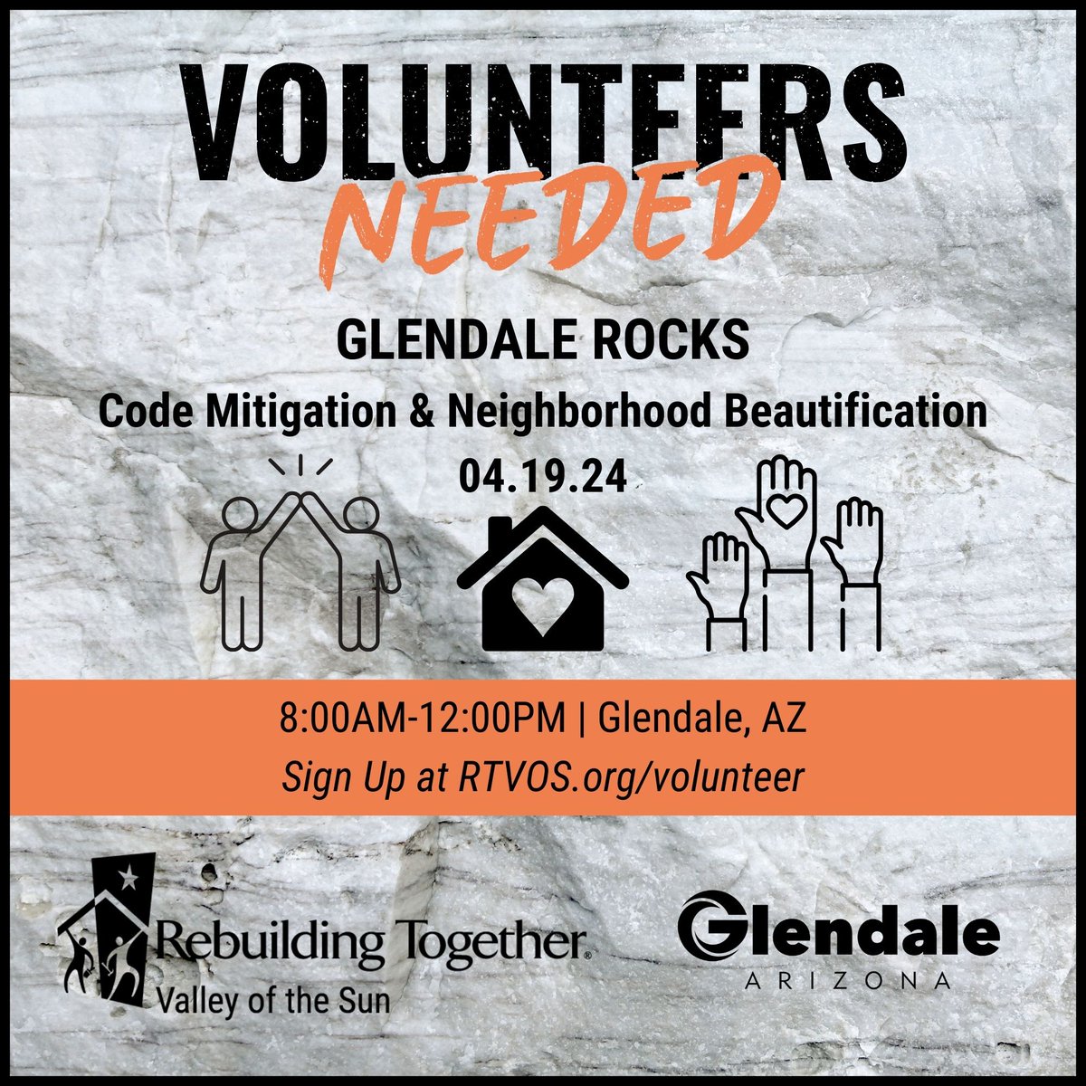 Community Engagement is recruiting volunteers to help with a neighborhood beautification project with @RTVOS. Volunteer tasks may include painting address numbers on curbs, moving rock into yards, weeding, and general landscaping. Sign up at RTVOS.org/volunteer