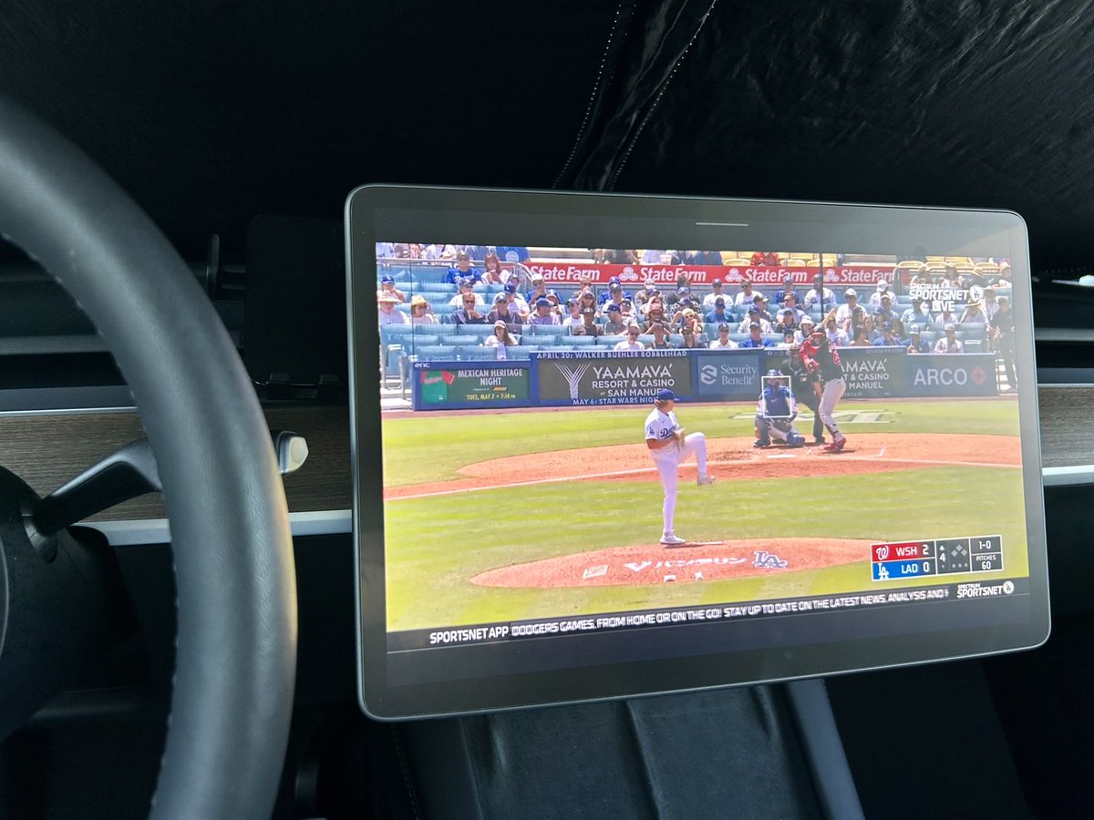 Dodger baseball during lunch 😎⚾️<a href="/Dodgers/">Los Angeles Dodgers</a> <a href="/Tesla/">Tesla</a>