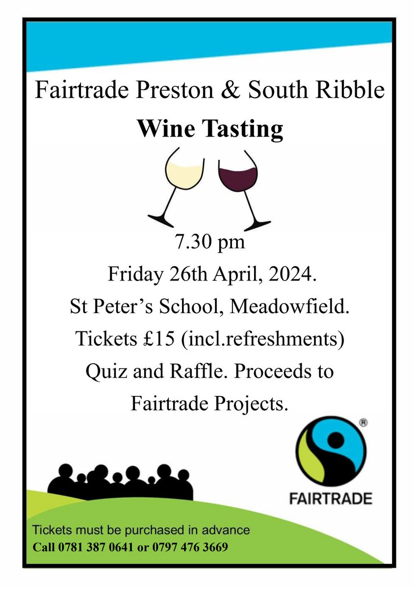 Come and join us for our #fairtrade wine tasting evening Tickets must be purchased in advance