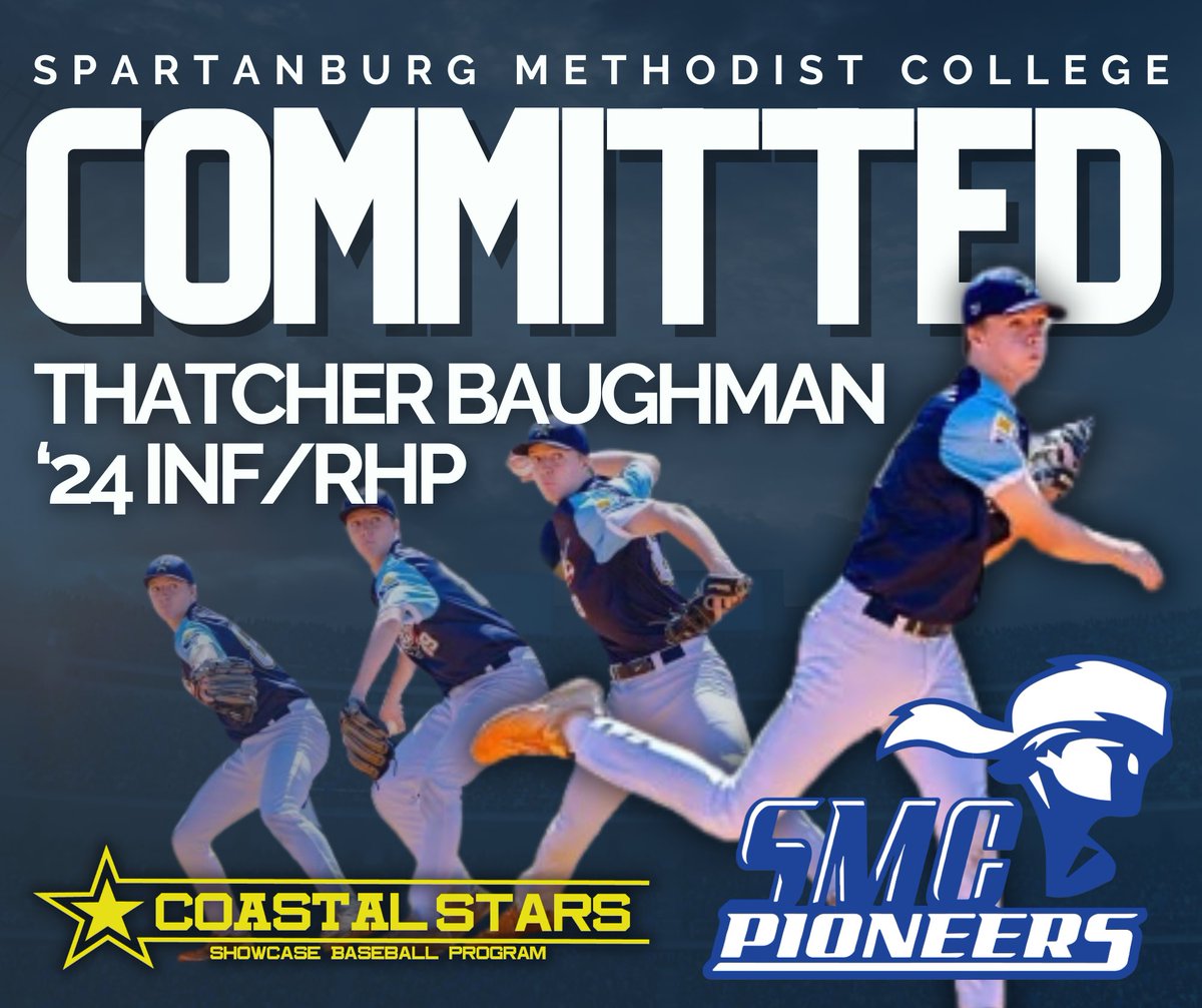 Big congrats to ‘24 INF/RHP Thatcher Baughman on his recent commitment to Spartanburg Methodist College. Really enjoyed watching you play! Excited to follow you at the next level. Congrats, Thatcher! #CoastalStarse