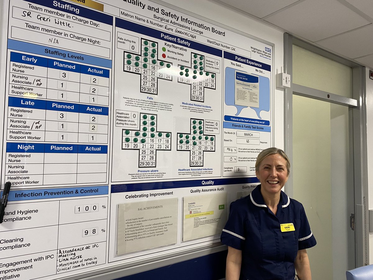 Great to catch up with one of our excellent ward leaders with <a href="/max_mcallister8/">Jo Mcallister 💙</a> . Hearing about the #CI project work that the unit has undertaken to ensure we are delivering the best care to #patients #NHS .<a href="/GCauser19/">Gemma_causer19</a> <a href="/RuthFearnyough/">Ruth Fearnyough</a> #TeamSAL 🏅
