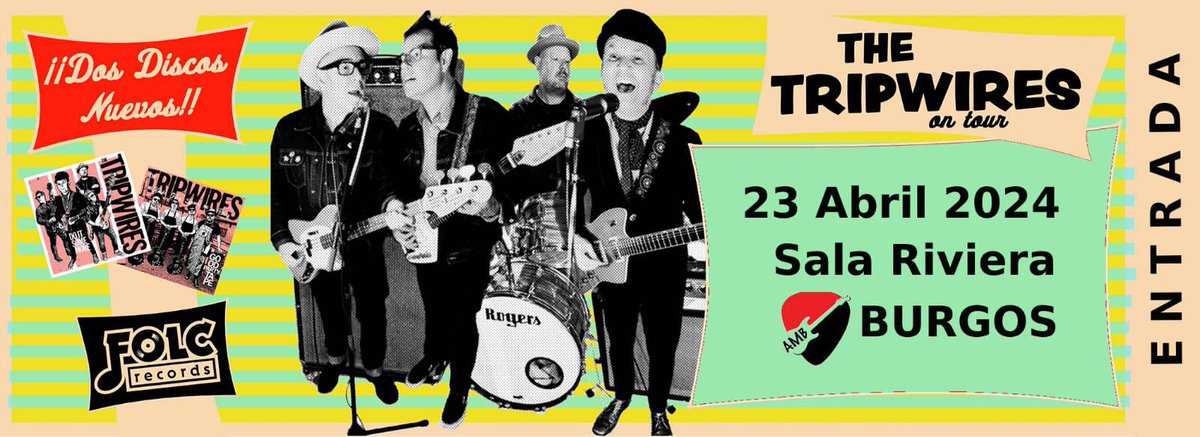 AccionMusicalBu's tweet photo. The Tripwires nos visitan este próximo martes. Entradas anticipadas ya disponibles en los puntos de venta #BarLaPlaya #E330 #FanClub #PeluqueriaBlonde #LaRiviera . No te quedes sin la tuya @AccionMusicalBu #quelamusicanopare https://t.co/vjcrwdCaRm