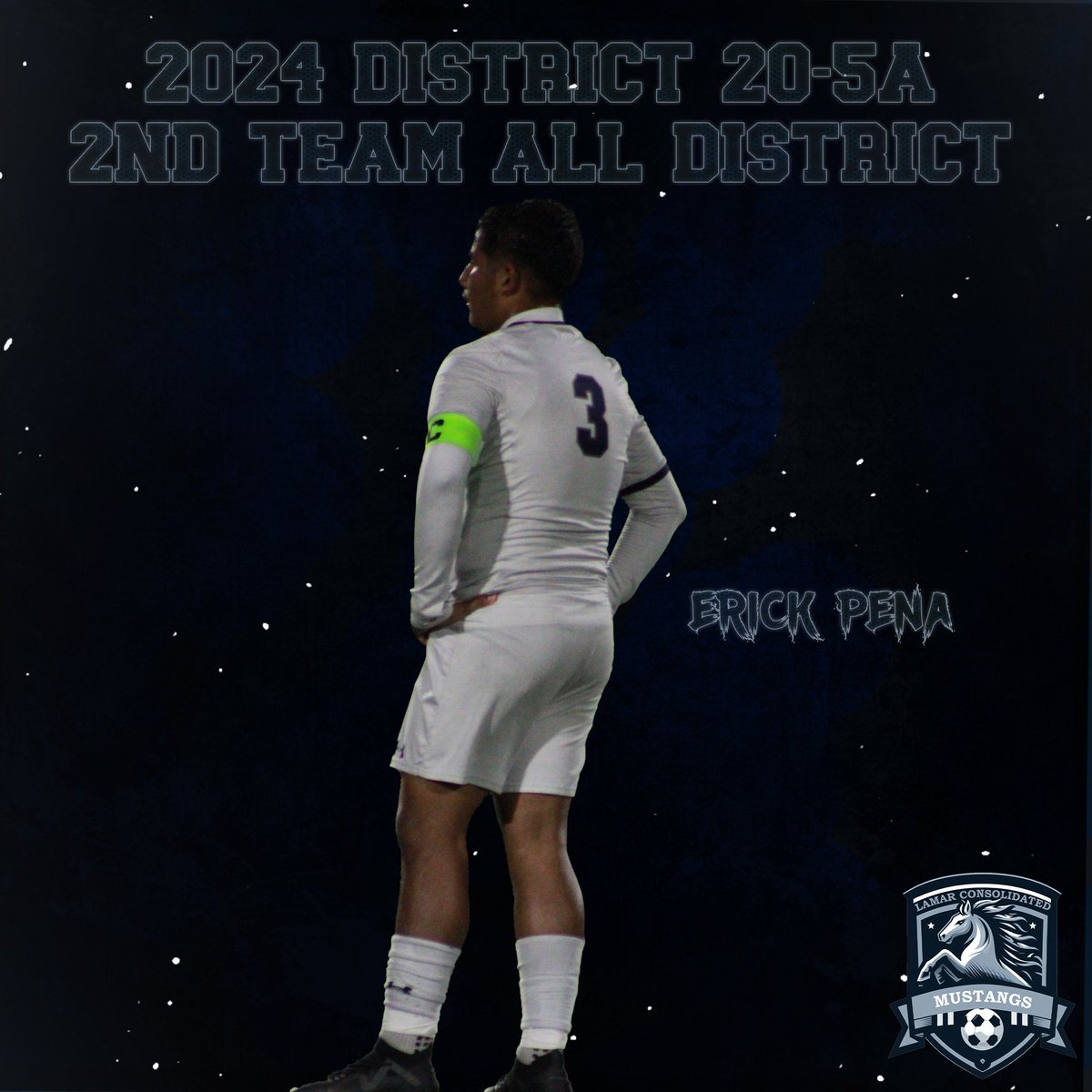 Congratulations to sophomore defender and midfielder Erick Pena Matamoros on being named to 20-5A 2nd Team All District! A player that played with confidence and passion, fighting for every minute to compete on the field ⚽️💪 <a href="/LCHS_Mustangs/">Lamar Consolidated Mustangs</a> <a href="/lcisdathletics/">LCISD ATHLETIC DEPT.</a>