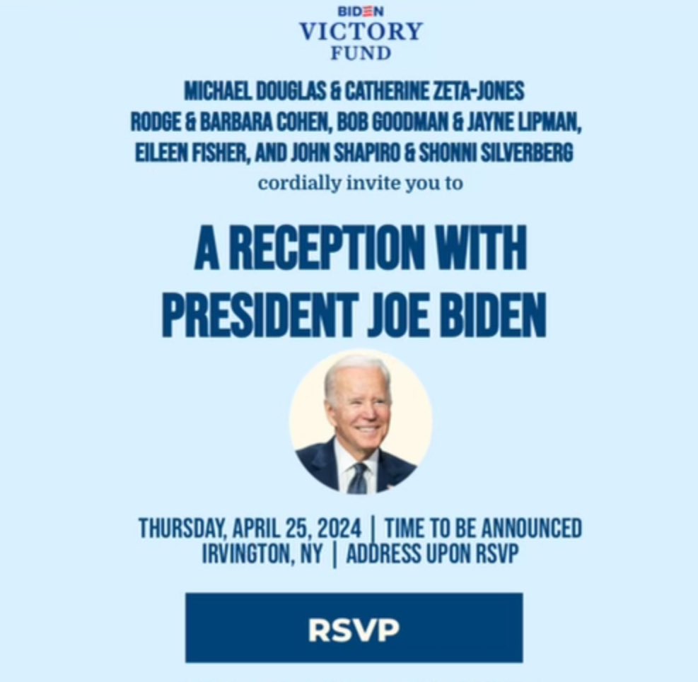 BREAKING 🚨 Just got word of POTUS visit to Westchester scheduled for next week. President Biden will be in Irvington for a high-priced celebrity fundraiser hosted by Michael Douglas and Catherine Zeta-Jones . @News12WC