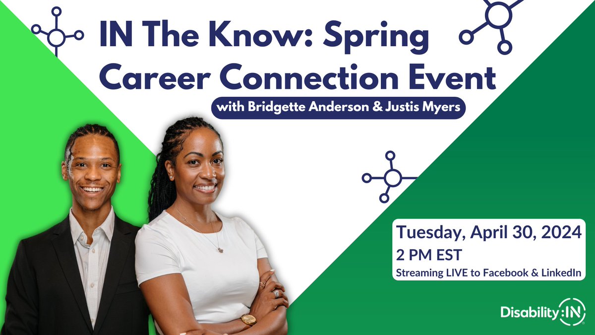 Join our Social Media Associate and Director of Talent Acquisition as they explore job-seeking tips & highlight other opportunities that connect candidates with #Disabilities to corporate partners. We will stream to Facebook and LinkedIn on April 30, at 2 PM EST. #Networking