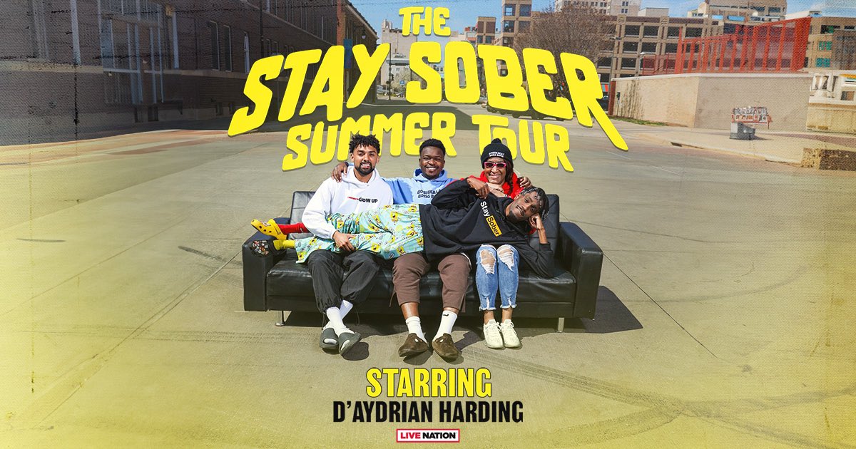 💥Get ready for an action-packed evening with D’Aydrian Harding: The Stay Sober Summer Tour coming to a city near you! 🎟️Tickets on sale NOW at livenation.com/artist/K8vZ917…