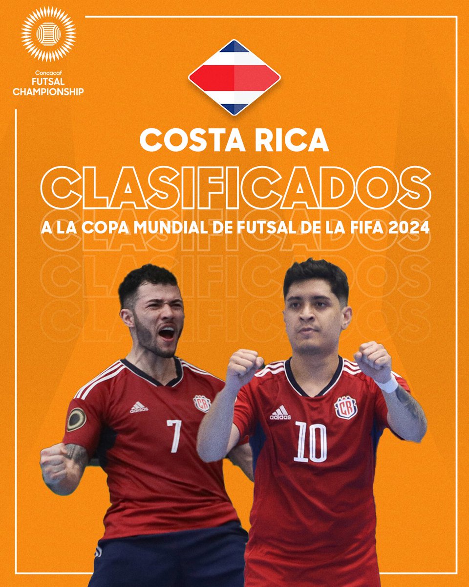 Concacaf's tweet photo. 🇨🇷 ¡Felicidades a @fedefutbolcrc por calificar a la Copa Mundial de Futsal de la FIFA Uzbekistán 2024! 👏

#ConcacafFutsal https://t.co/dgCYJOKFEH