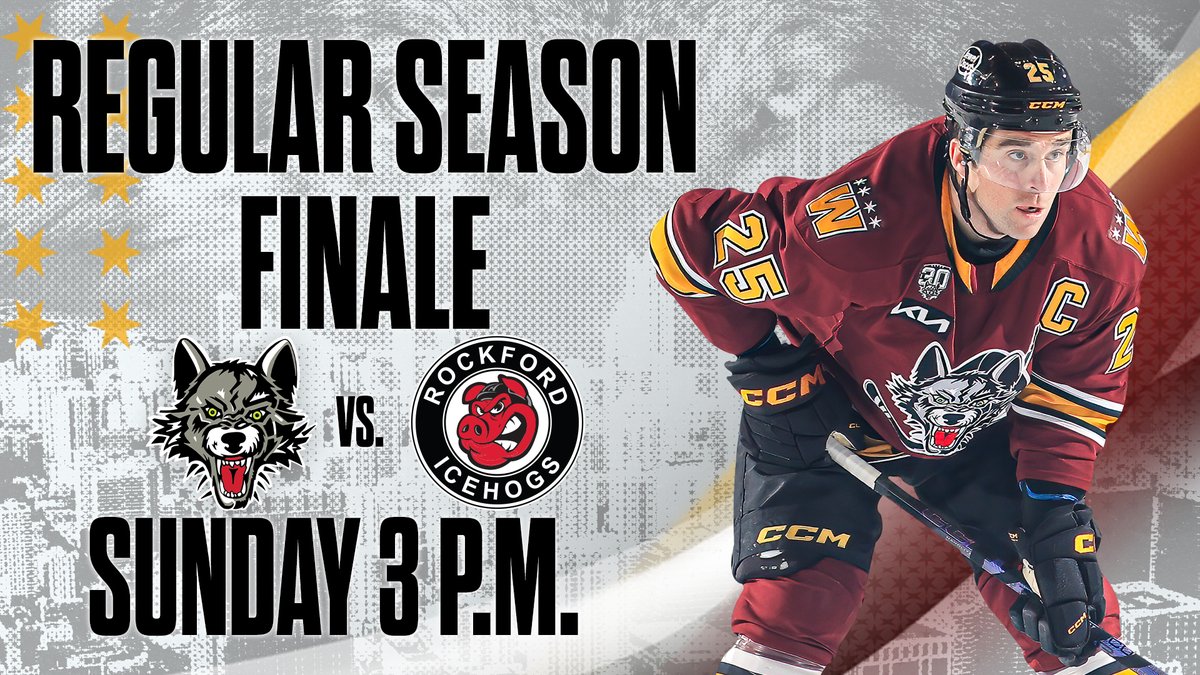 Join us for a season-ending showdown! Our rivalry regular-season finale against the Rockford IceHogs is this Sunday at 3 p.m. Don't miss it! 🎟️: bit.ly/3Ufn680