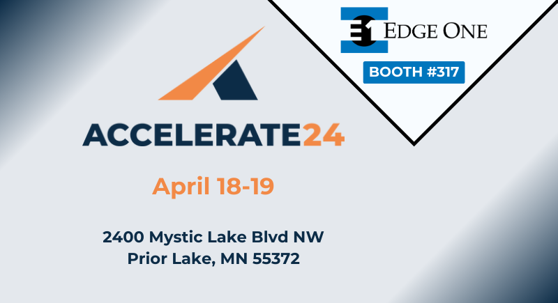 EdgeOneLLC's tweet photo. We're excited to connect with credit union friends, old and new, at the Minnesota Credit Union Network ACCELERATE 24 conference! Join Laurie Falz and David Haug at Booth 317 for information you can use to empower your branch. They might even have a fun swag item to give you! https://t.co/ifwb9emFdV