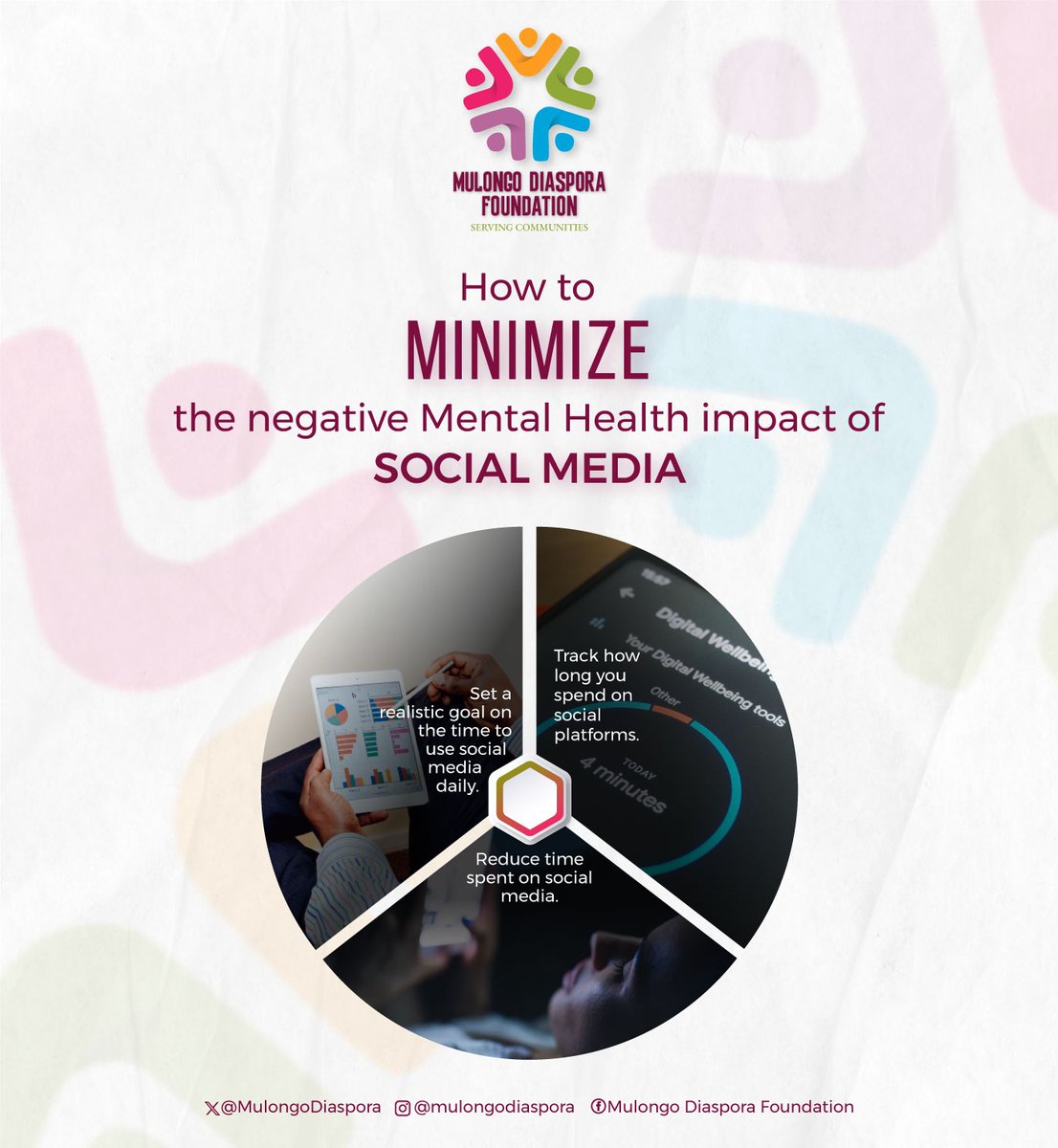 Social media has several adverse effects on one's mental health. However, these effects can be minimized by following these strategies.
#Servingcommunities 
#HealthySocialMediaUse
