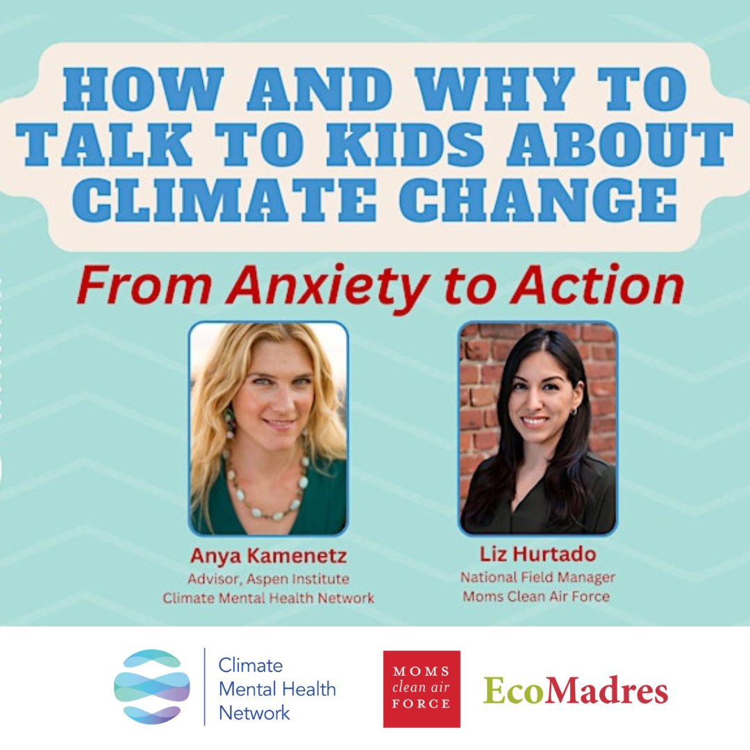 🗓️ Tomorrow, 4/18 at 5:30pm PT - EcoMadre @llizhurtado joins award-winning journalist & parenting author @anya1anya in a virtual discussion about the widespread problem of youth #climateanxiety & how #climateaction can help support them.

Register 👉 eventbrite.com/e/how-and-why-…