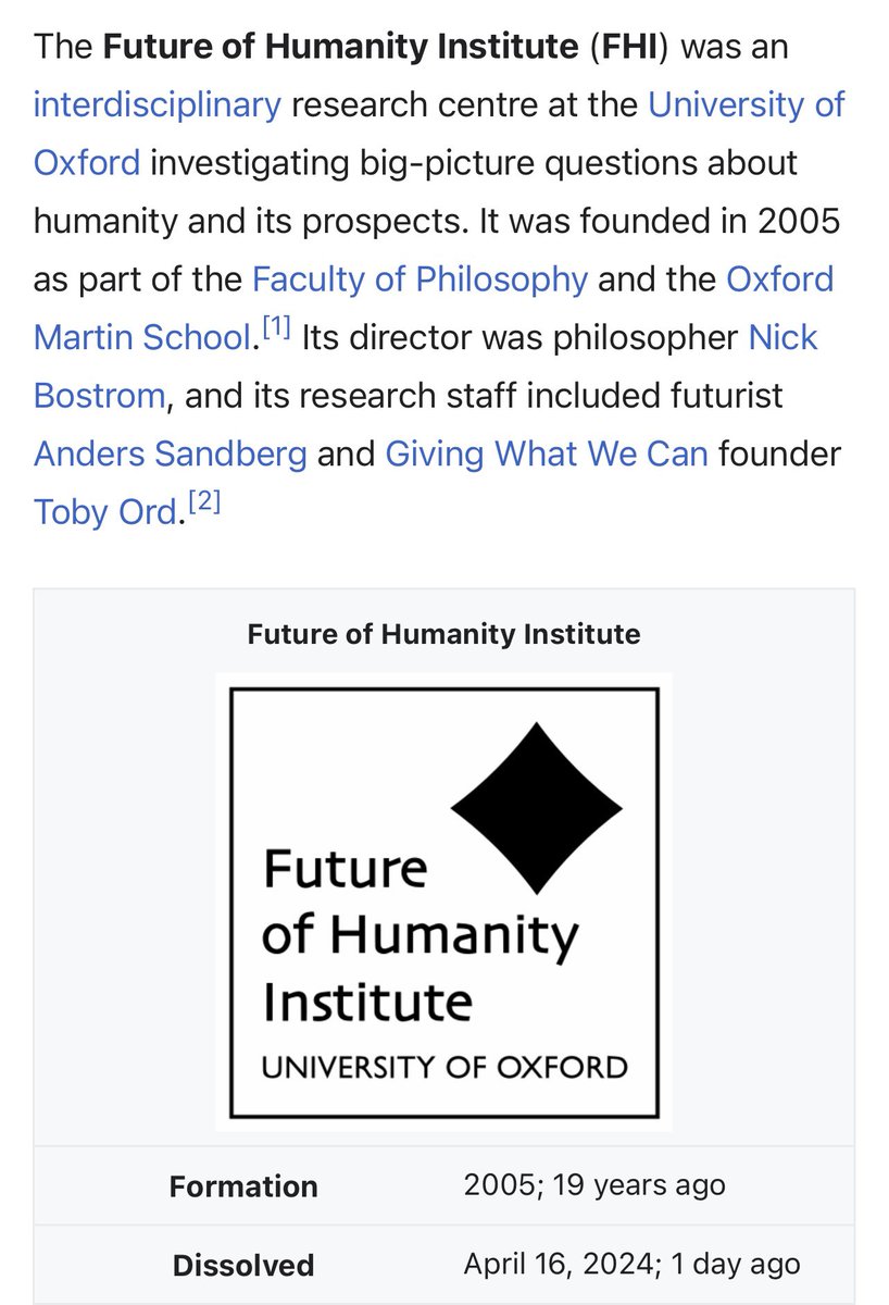 With the @FHIOxford dissolved, everyone is now welcome to give me money to found an organisation to make computer not do bad thing.