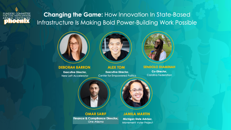 Today, we are speaking at @FCCPTweets 2024 Convening w incredible partners @MovementVote, @OneArizona, @carolinafed, & Center for Empowered Politics, in the panel “Changing the Game: How Innovation In State-Based Infrastructure Is Making Bold Power-Building Work Possible”.