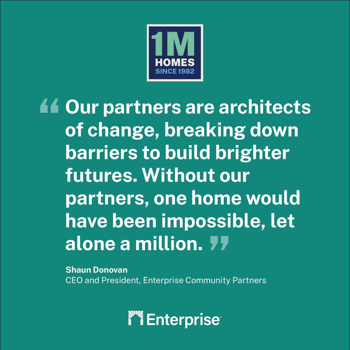 1 million homes — we didn’t reach this milestone alone. The unwavering commitment of our partners has been instrumental in creating & preserving affordable homes in every corner of the country. Read more about what this means for every part of Enterprise: bit.ly/4b0XYb0