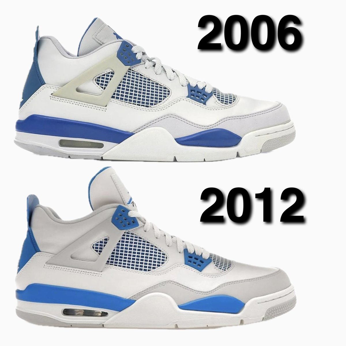 AIR JORDAN MILITARY BLUE THROUGH THE YEARS!!! WHICH IS YOUR FAVORITE!! AIR JORDAN 4 INDUSTRIAL BLUE 2024 BLUE IS CLOEST TO THE OG 1989 🔥🔥🔥