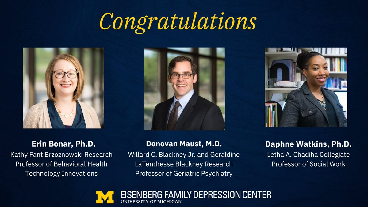 📢Member news: Recognizing our members, @dtmaust @DrDaphneWatkins and @erinbphd, who were recently appointed to named professorships. Congratulations on this well-deserved honor! 🎉 Details: michmed.org/y5gPN