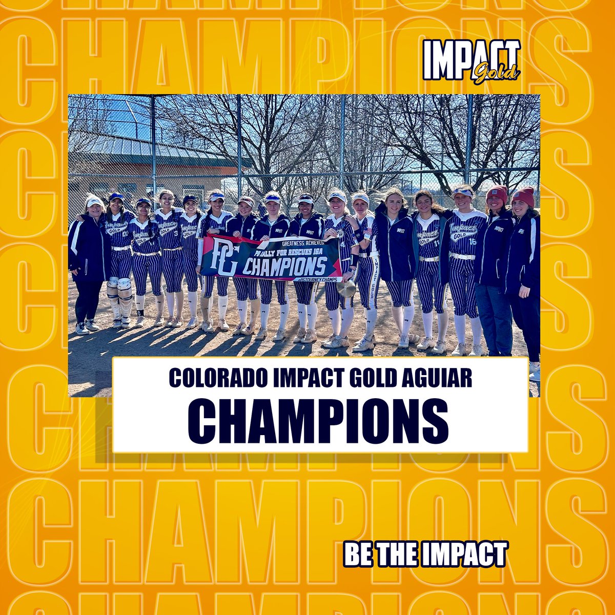 Congratulations to Colorado Impact Gold Aguiar 16u for going UNDEFEATED! They are the CHAMPIONS of the Perfect Game Rally for Rescue!! Great job, ladies! #betheimpact #goldblooded #coloradoimpactgoldaguiar