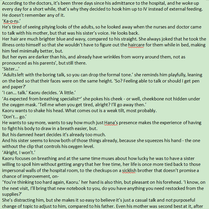 Happy wipwednesday, as I've said, I spent yesterday's writing time on a wip that has very little chances of being made into a publishable story, so at least have a snippet.
Also, if you thought I have self-control in Hanadoll wip folder, the answer is no, I don't