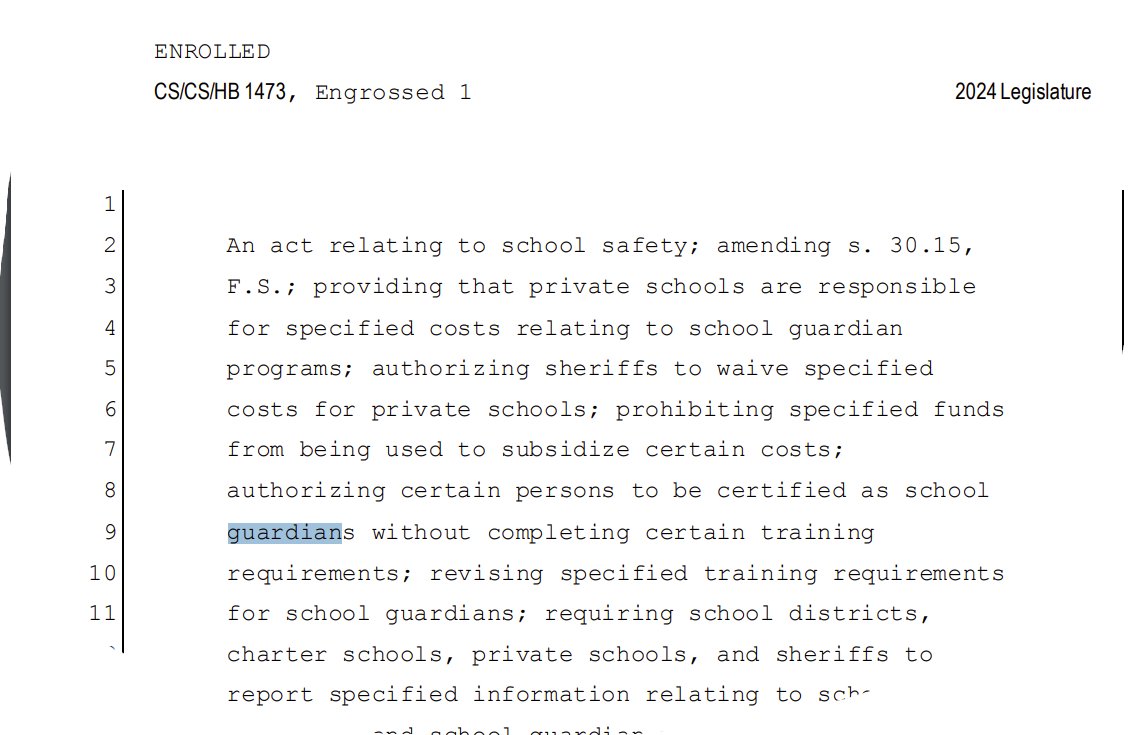 HB 1473 which allows school guardians to carry guns into our schools WITHOUT completing the training requirements is alarming. @khathaway1 --Does that apply to the SSAs?