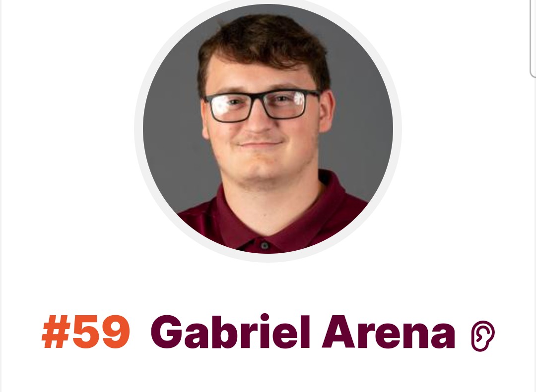 Virginia Tech offensive lineman Gabriel Arena entered the portal. He was a three-star recruit coming out of high school.