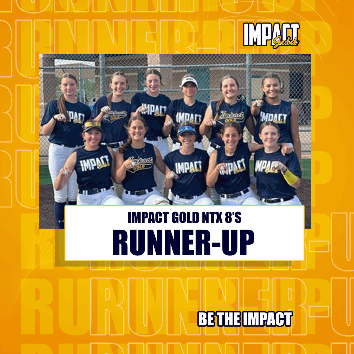 Congratulations to Impact Gold NTX 8's for placing RUNNER UP in the Spring Slam!! Great job, ladies! #betheimpact #goldblooded #impactgoldntx8s