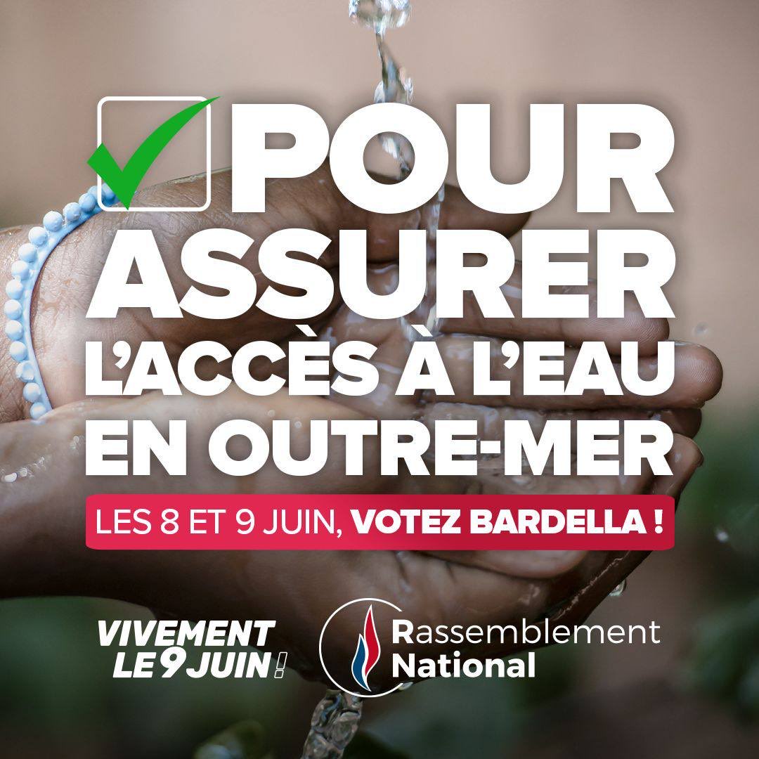 Cette semaine, @MLP_officiel rappelera notre soutien aux Réunionnais et aux Mahorais qui subissent la politique de la Macronie ! Nous devons défendre leur pouvoir d’achat, en garantissant l’accès à l’eau potable grâce à une hausse des investissements publics. #Vivementle9juin