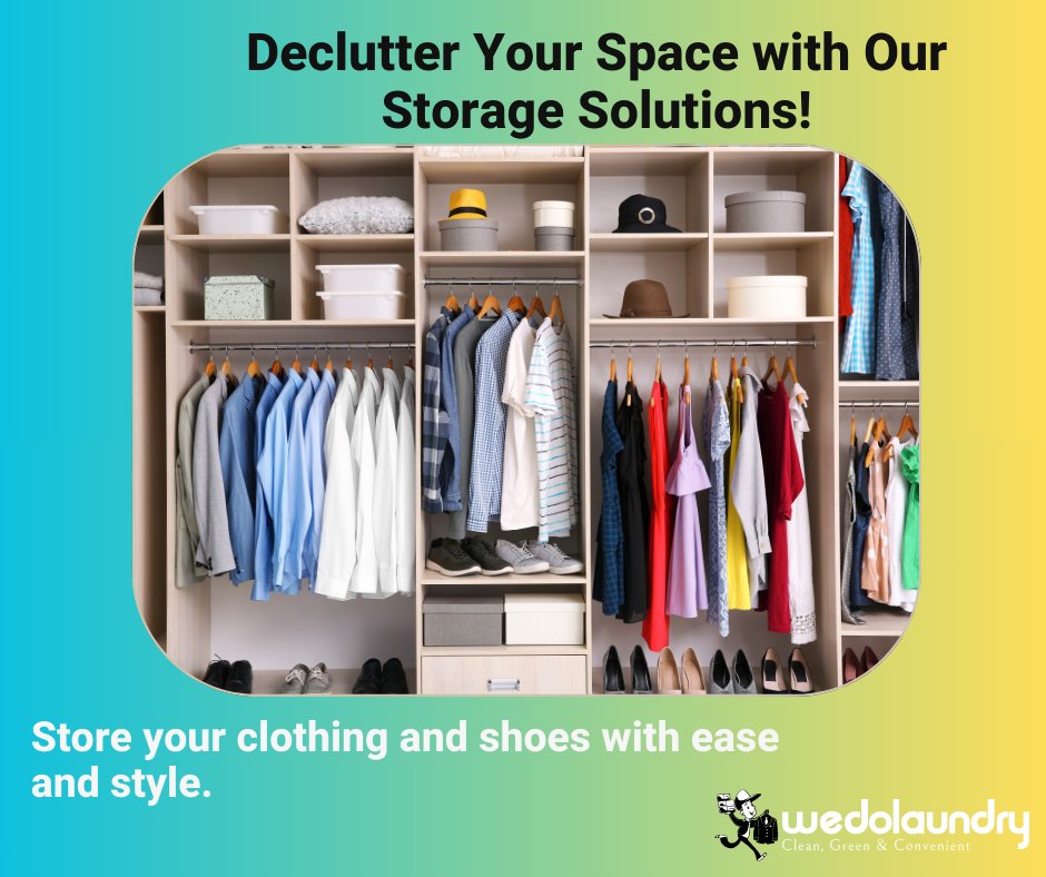 WeDoLaundryca's tweet photo. "Say goodbye to clutter and hello to organization with WeDoLaundry's storage solutions! Keep your clothing and shoes neatly stored away with ease and style. Get in touch with us today to learn more. 

#StorageSolutions #Organization #WeDoLaundryCalgary #WeDoLaundryToronto https://t.co/V5YzaMtd93