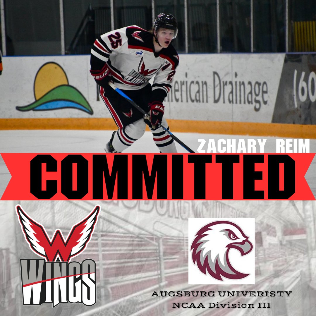 Zachary Reim, defenseman and Assistant Captain for the Aberdeen Wings, has announced his commitment to play DIII hockey at Augsburg University! Full Details Here: aberdeenwings.com/zachary-reim-a… #WingsWay #WingsFamily #NAHL