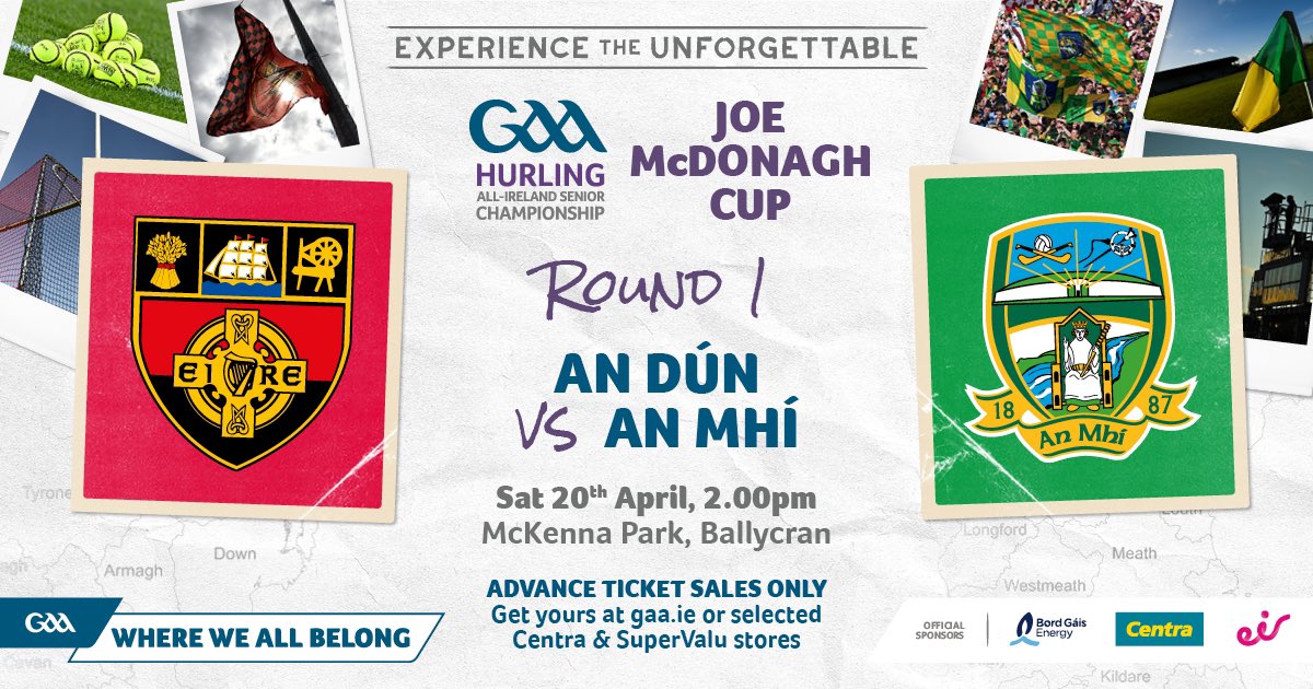 The Joe McDonagh Cup gets underway on Saturday when we travel to McKenna Park in Ballycran to take on Down. Throw in is at 14:00 and tickets are available via gaa.ie/tickets or in selected SuperValu/Centra stores. @GlenveaghHomes #MeathGAA #GlenveaghHomes