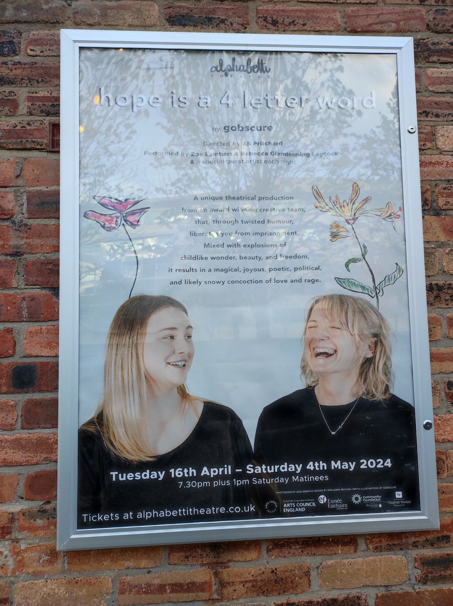 Review to follow but really liked the spiky, funny and lyrical hope is a 4 letter word @Alphabetti - Zoe Lambert and Rebecca Glendenning Laycock both knocking it out of the park.