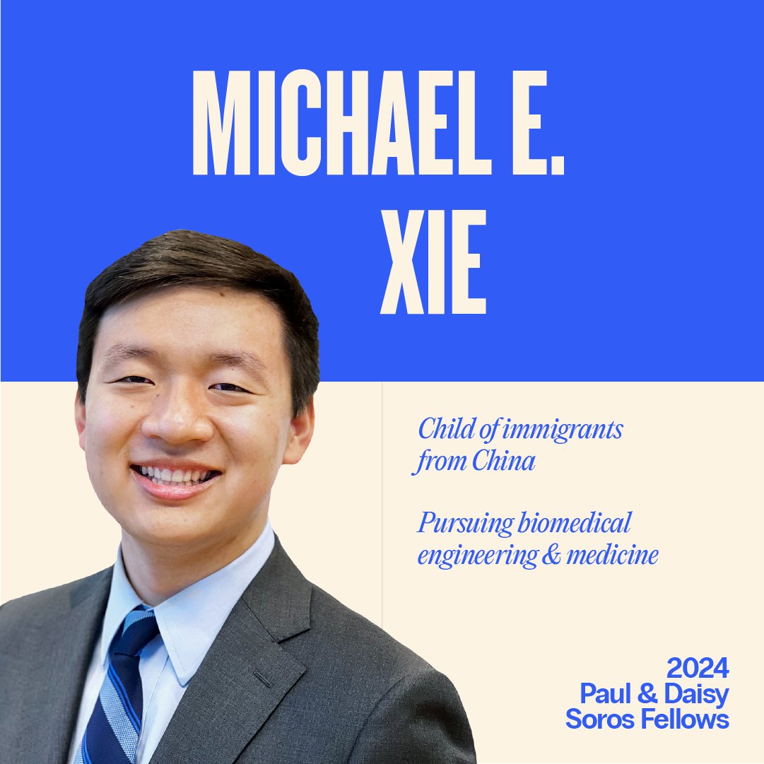 Our own Michael Xie has been named a <a href="/PDSoros/">PD Soros Fellowships</a> fellow! Xie joins 29 other outstanding immigrants and children of immigrants who are pursuing graduate school here in the U.S. and have potential to make significant contributions to the United States. 

More: pdsoros.org/meet-the-class…