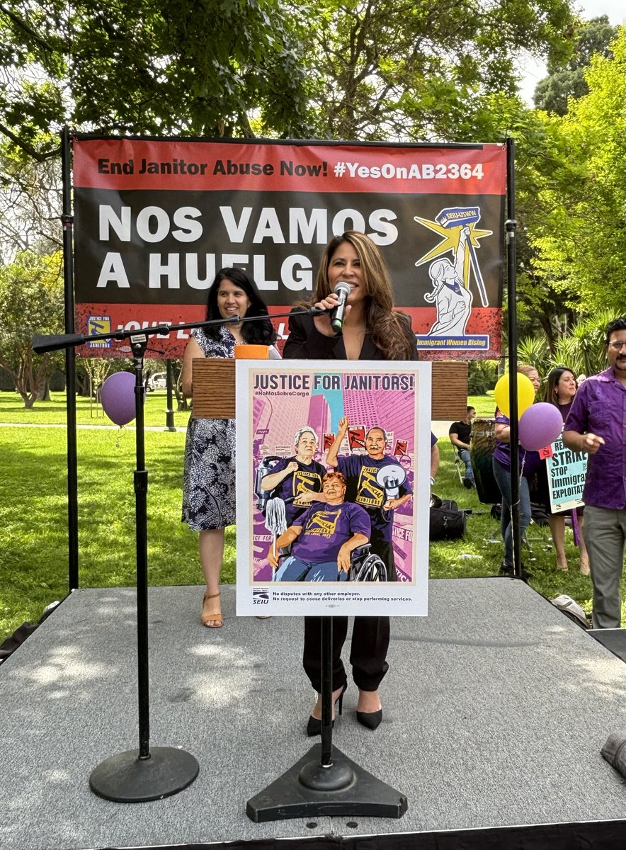 #NoMasSobreCarga!!! @Seiuusww janitors call for State intervention in an industry plagued by economic exploitation, sexual violence, and backbreaking workloads. I was proud to stand with them at their rally earlier today. #JusticeForJanitors #AB2364 @JusticeforJans