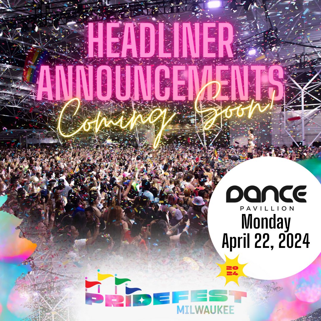 ⏰Set your clocks, Milwaukee!⏰ Monday, 4.22 @ 9AM, the 2024 Dance Pavilion DJ Headliners and official PrideFest Host will 💥DROP!💥 Legends of Wax, Groundbreaking Artists, Local Celebs will take over Henry Maier Festival Park for the biggest dance party in WI history! 😎📀🎶🔥