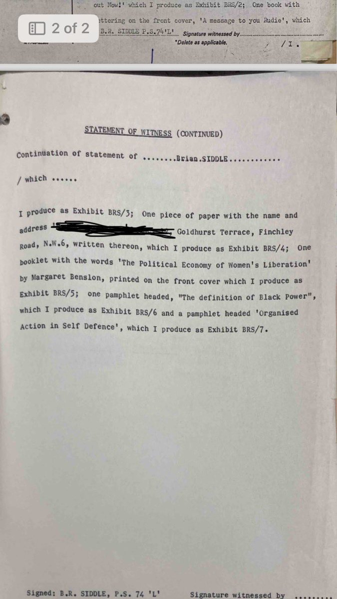 Not many good archive finds today but this witness statement from a witless cop about what a British Black Panther had in his pocket when he was arrested at a reggae party that turned into a confrontation with the state in 1970 is priceless!
