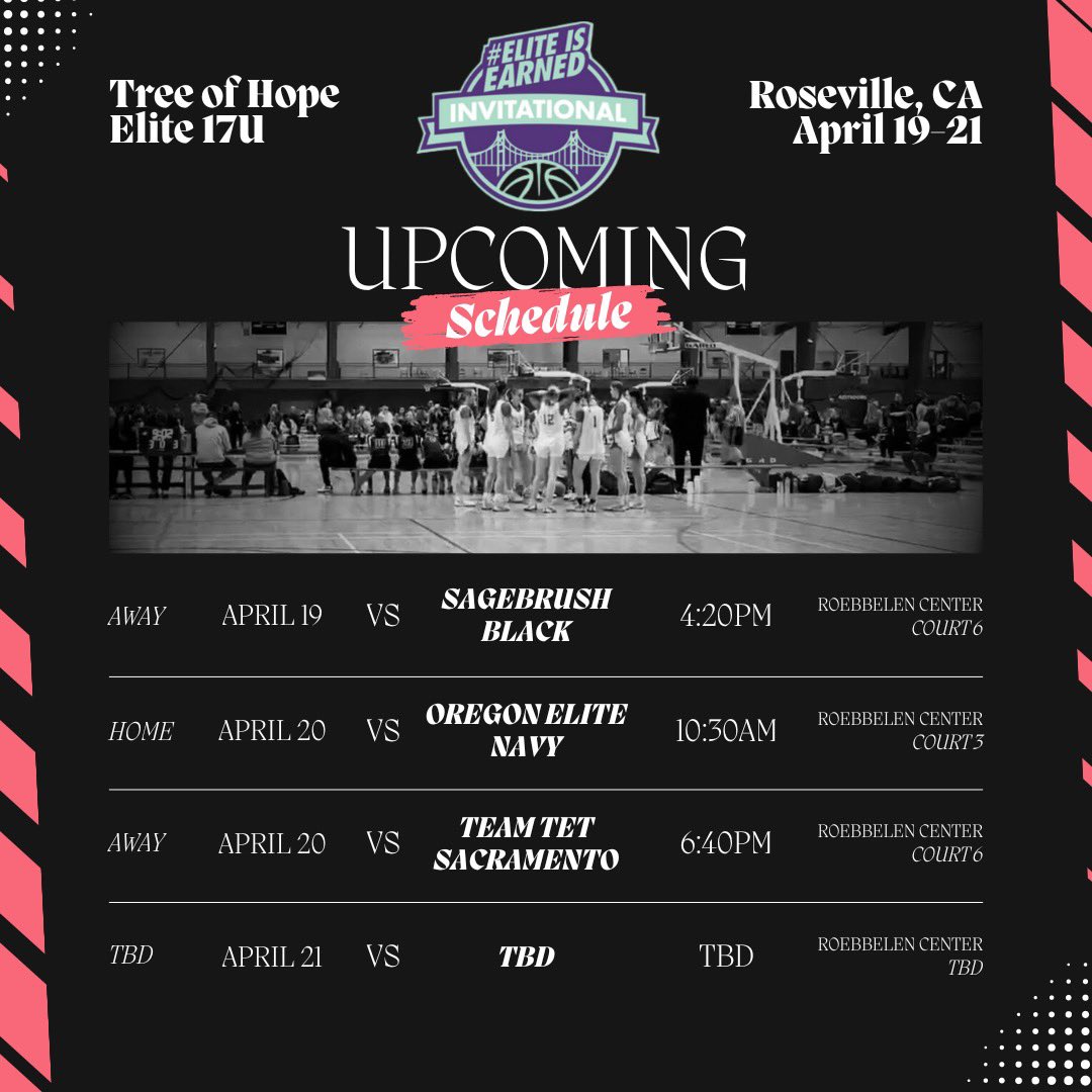 The schedule for this weekend!