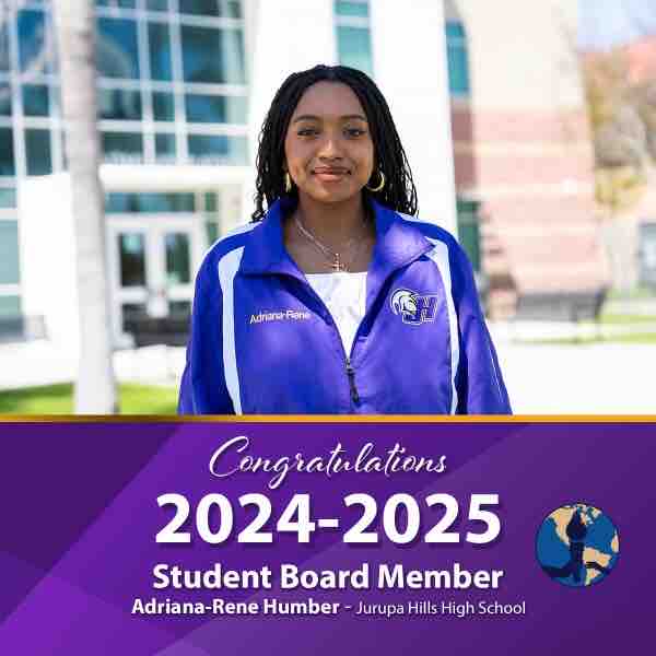 Congratulations to our 2024-2025 FUSD Student Board Member Adriana-Rene Humber from Jurupa Hills High School. We are excited for you to be the voice of our students next school year!