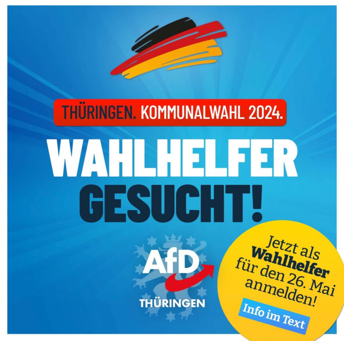 📷 Wahlhelfer gesucht📷 Liebe Freunde, die Kommunalwahlen rücken immer näher. Freie Wahlen sind die Grundlage unserer Demokratie, doch leider sind sie auch anfällig für Manipulation durch undemokratische Dritte. Zu oft gab es inzwischen Diskrepanzen, mussten Wahlen wiederholt